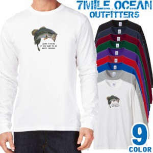 メンズ Tシャツ 長袖 ロングTシャツ ロンｔ プリント アメカジ 大きいサイズ 7MILE OCEAN ブラックバス