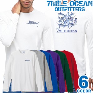 メンズ Tシャツ 長袖 ロングTシャツ ロンｔ バック 背面 プリント アメカジ 大きいサイズ 7MILE OCEAN カジキ