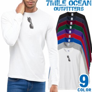 メンズ Tシャツ 長袖 ロングTシャツ ロンｔ プリント アメカジ 大きいサイズ 7MILE OCEAN めがね オモシロ だまし絵