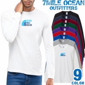 メンズ Tシャツ 長袖 ロングTシャツ ロンｔ プリント アメカジ 大きいサイズ 7MILE OCEAN ロゴ ワンポイント