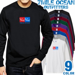 メンズ Tシャツ 長袖 ロングTシャツ ロンｔ プリント アメカジ 大きいサイズ 7MILE OCEAN ロゴ ワンポイント