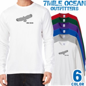 メンズ Tシャツ 長袖 ロングTシャツ ロンｔ プリント アメカジ 大きいサイズ 7MILE OCEAN ロゴ ワンポイント