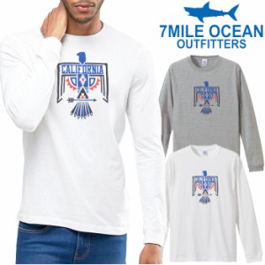 7MILE OCEAN メンズ 長袖 ｔシャツ ロングTシャツ ロンＴ 無地 プリント 大きい 大き目 ビックサイズ 対応 メール便 送料無料 2カラー