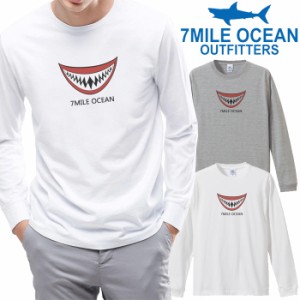 7MILE OCEAN メンズ 長袖 ｔシャツ ロングTシャツ ロンＴ 無地 プリント 大きい 大き目 ビックサイズ 対応 メール便 送料無料 2カラー