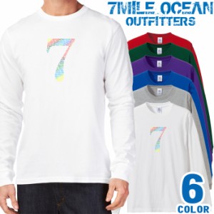メンズ Tシャツ 長袖 ロングTシャツ ロンｔ プリント アメカジ 大きいサイズ 7MILE OCEAN 7 レインボー