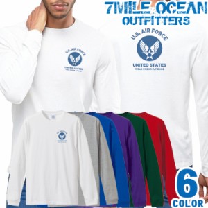 メンズ Tシャツ 長袖 ロングTシャツ ロンｔ バック 背面 プリント アメカジ 大きいサイズ 7MILE OCEAN エアフォース