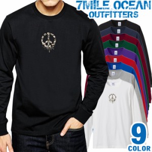 メンズ Tシャツ 長袖 ロングTシャツ ロンｔ プリント アメカジ 大きいサイズ 7MILE OCEAN ピース 平和