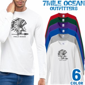 メンズ Tシャツ 長袖 ロングTシャツ ロンｔ プリント アメカジ 大きいサイズ 7MILE OCEAN ネーティブ ウエスタン