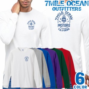 メンズ Tシャツ 長袖 ロングTシャツ ロンｔ バック 背面 プリント アメカジ 大きいサイズ 7MILE OCEAN スカル