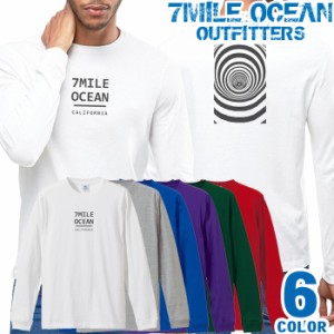 メンズ Tシャツ 長袖 ロングTシャツ ロンｔ バック 背面 プリント アメカジ 大きいサイズ 7MILE OCEAN グラフィック