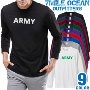メンズ Tシャツ 長袖 ロングTシャツ ロンｔ プリント アメカジ 大きいサイズ 7MILE OCEAN ARMY