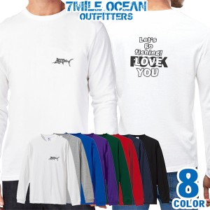 メンズ Tシャツ 長袖 ロングTシャツ ロンｔ プリント アメカジ 大きいサイズ 7MILE OCEAN サメ