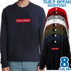 メンズ トレーナー トップス スウェット スエット クルーネック 長袖 大きいサイズ 7MILE OCEAN プリント アメカジ ストリート