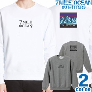 メンズ トレーナー トップス スウェット スエット 長袖 大きいサイズ 7MILE OCEAN バック 背面 プリント アメカジ アウトドア 大雪山