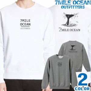 メンズ トレーナー トップス スウェット スエット 長袖 大きいサイズ 7MILE OCEAN バック 背面 プリント アメカジ クジラ