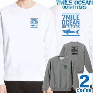 メンズ トレーナー トップス スウェット スエット 長袖 大きいサイズ 7MILE OCEAN バック 背面 プリント アメカジ ロゴ ワンポイント