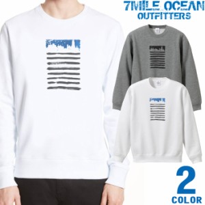 メンズ トレーナー トップス スウェット スエット クルーネック 長袖 大きいサイズ 7MILE OCEAN プリント アメカジ グラフィック