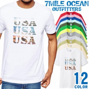 メンズ Tシャツ 半袖 プリント アメカジ 大きいサイズ 7MILE OCEAN USA