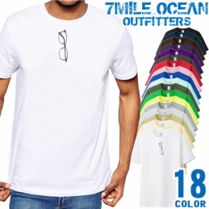 メンズ Tシャツ 半袖 プリント アメカジ 大きいサイズ 7MILE OCEAN めがね オモシロ だまし絵