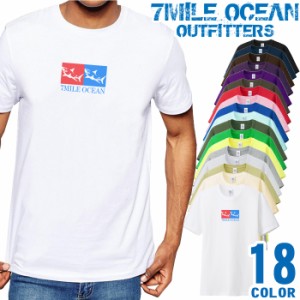 メンズ Tシャツ 半袖 プリント アメカジ 大きいサイズ 7MILE OCEAN ロゴ ワンポイント