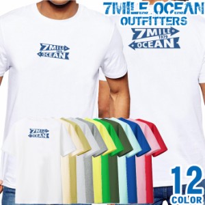 メンズ Tシャツ 半袖 バック 背面 プリント アメカジ 大きいサイズ 7MILE OCEAN ロゴ ワンポイント