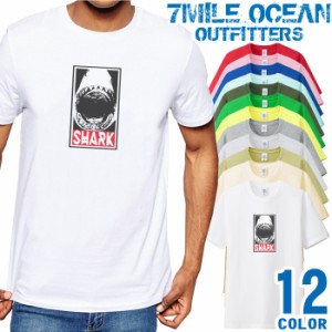 メンズ Tシャツ 半袖 プリント アメカジ 大きいサイズ 7MILE OCEAN サメ シャーク