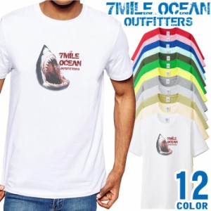 メンズ Tシャツ 半袖 プリント アメカジ 大きいサイズ 7MILE OCEAN サメ シャーク