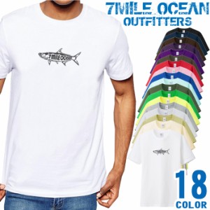 メンズ Tシャツ 半袖 プリント アメカジ 大きいサイズ 7MILE OCEAN 魚 ロゴ