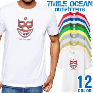 メンズ Tシャツ 半袖 プリント アメカジ 大きいサイズ 7MILE OCEAN プロレス マスク