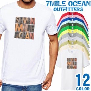 メンズ Tシャツ 半袖 プリント アメカジ 大きいサイズ 7MILE OCEAN ウッドロゴ