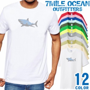 メンズ Tシャツ 半袖 プリント アメカジ 大きいサイズ 7MILE OCEAN サメ シャーク