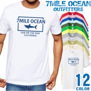 メンズ Tシャツ 半袖 プリント アメカジ 大きいサイズ 7MILE OCEAN サメ ロゴ ワンポイント