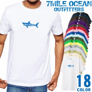 メンズ Tシャツ 半袖 プリント アメカジ 大きいサイズ 7MILE OCEAN サメ ロゴ ワンポイント