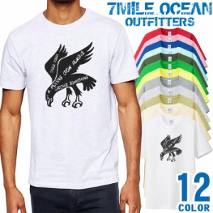 メンズ Tシャツ 半袖 プリント アメカジ 大きいサイズ 7MILE OCEAN メッセージ 鳥