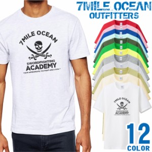 メンズ Tシャツ 半袖 プリント アメカジ 大きいサイズ 7MILE OCEAN スカル ロゴ