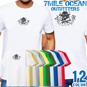 メンズ Tシャツ 半袖 バック 背面 プリント アメカジ 大きいサイズ 7MILE OCEAN スカル