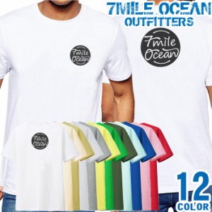 メンズ Tシャツ 半袖 バック 背面 プリント アメカジ 大きいサイズ 7MILE OCEAN ロゴ ワンポイント