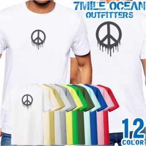 メンズ Tシャツ 半袖 バック 背面 プリント アメカジ 大きいサイズ 7MILE OCEAN ピースマーク
