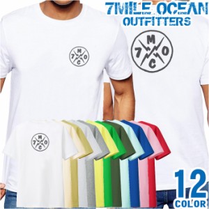 メンズ Tシャツ 半袖 バック 背面 プリント アメカジ 大きいサイズ 7MILE OCEAN ロゴ ワンポイント