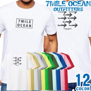 メンズ Tシャツ 半袖 バック 背面 プリント アメカジ 大きいサイズ 7MILE OCEAN グラフィック