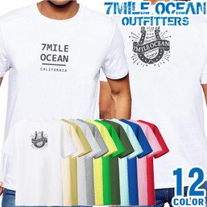 メンズ Tシャツ 半袖 バック 背面 プリント アメカジ 大きいサイズ 7MILE OCEAN ストリート ロゴ