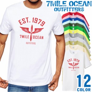 メンズ Tシャツ 半袖 プリント アメカジ 大きいサイズ 7MILE OCEAN ロゴ ワンポイント