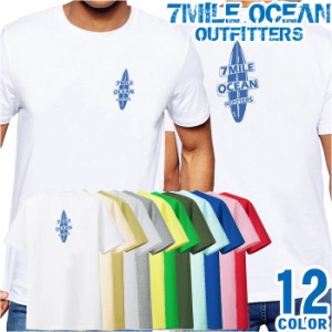メンズ Tシャツ 半袖 バック 背面 プリント アメカジ 大きいサイズ 7MILE OCEAN サーフィン ロゴ