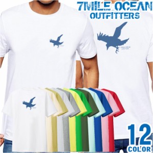 メンズ Tシャツ 半袖 バック 背面 プリント アメカジ 大きいサイズ 7MILE OCEAN イーグル 鳥