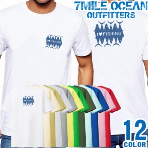 メンズ Tシャツ 半袖 バック 背面 プリント アメカジ 大きいサイズ 7MILE OCEAN 魚 フィッシング