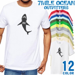 メンズ Tシャツ 半袖 プリント アメカジ 大きいサイズ 7MILE OCEAN サメ シャーク