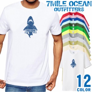 メンズ Tシャツ 半袖 プリント アメカジ 大きいサイズ 7MILE OCEAN サメ シャーク