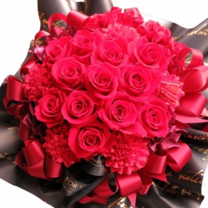 プリザーブドフラワー プロポーズ 赤バラ 花束風 枯れない クリアーケース付き 赤バラいっぱい 還暦祝い 赤バラ ◆還暦 60歳 金婚式のプ
