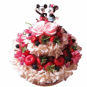 誕生日プレゼント　ディズニー　フラワーケーキ　フラワーギフト　プリザーブドフラワー　７号ケーキ　ノーマル　ミッキー　ミニー