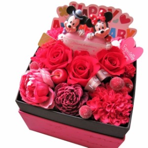 誕生日プレゼント 彼女 ディズニー ミッキー ミニーハート 花束風 プリザーブドフラワー入りギフト 箱を開けてサプライズ ミッキーマウス